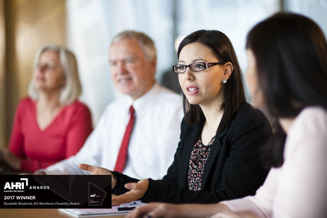 Male and female colleagues in a meeting
